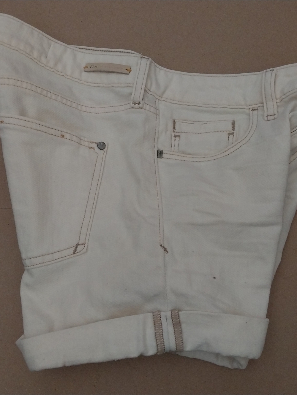 Pilcro Anthropologie Cream Off-White Denim Shorts Women Size 27 Jean Shorts